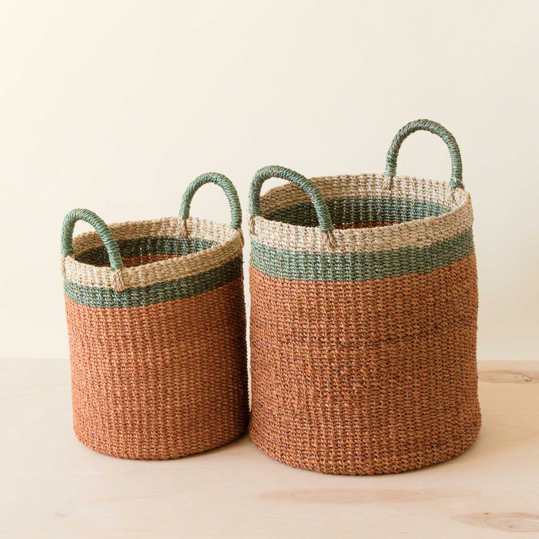 Coral Baskets With Handle, Set Of 2 - Woven Baskets | Likhâ