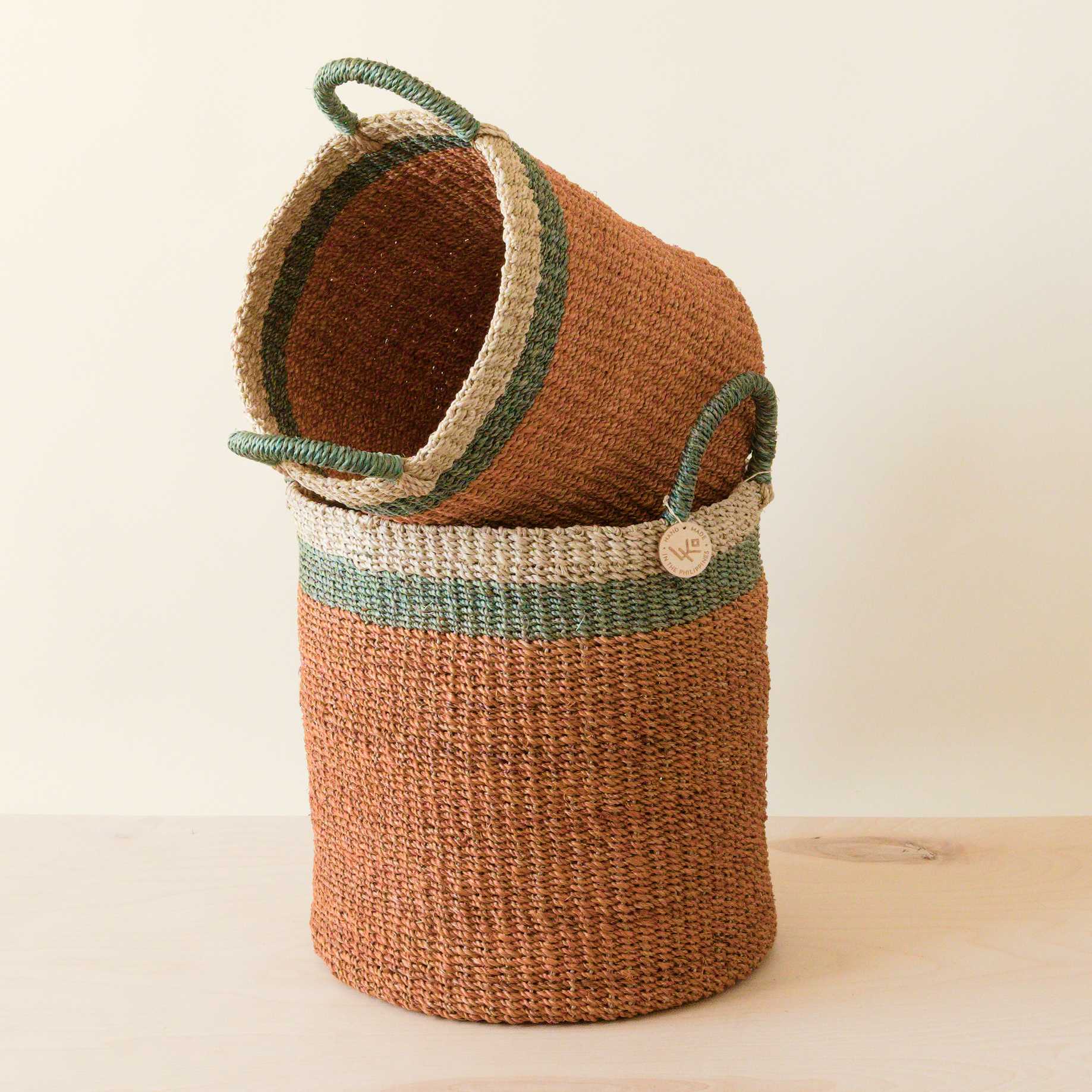 Coral Baskets With Handle, Set Of 2 - Woven Baskets | Likhâ