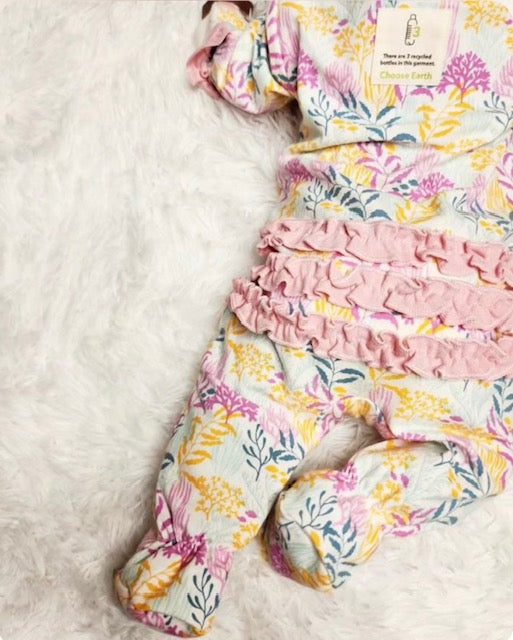 Coral Reef Printed Footie In Sustainable Fabric