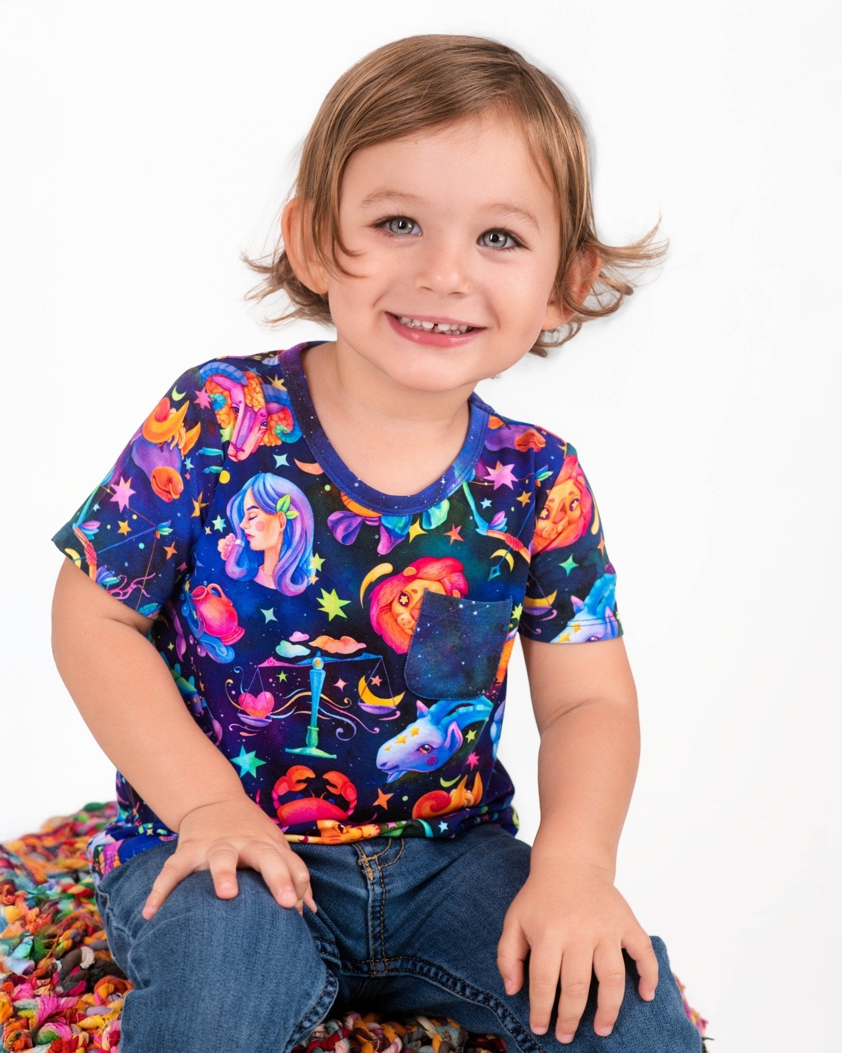 Cosmic Cuddles Zodiac Kids' Short Sleeve T-shirt