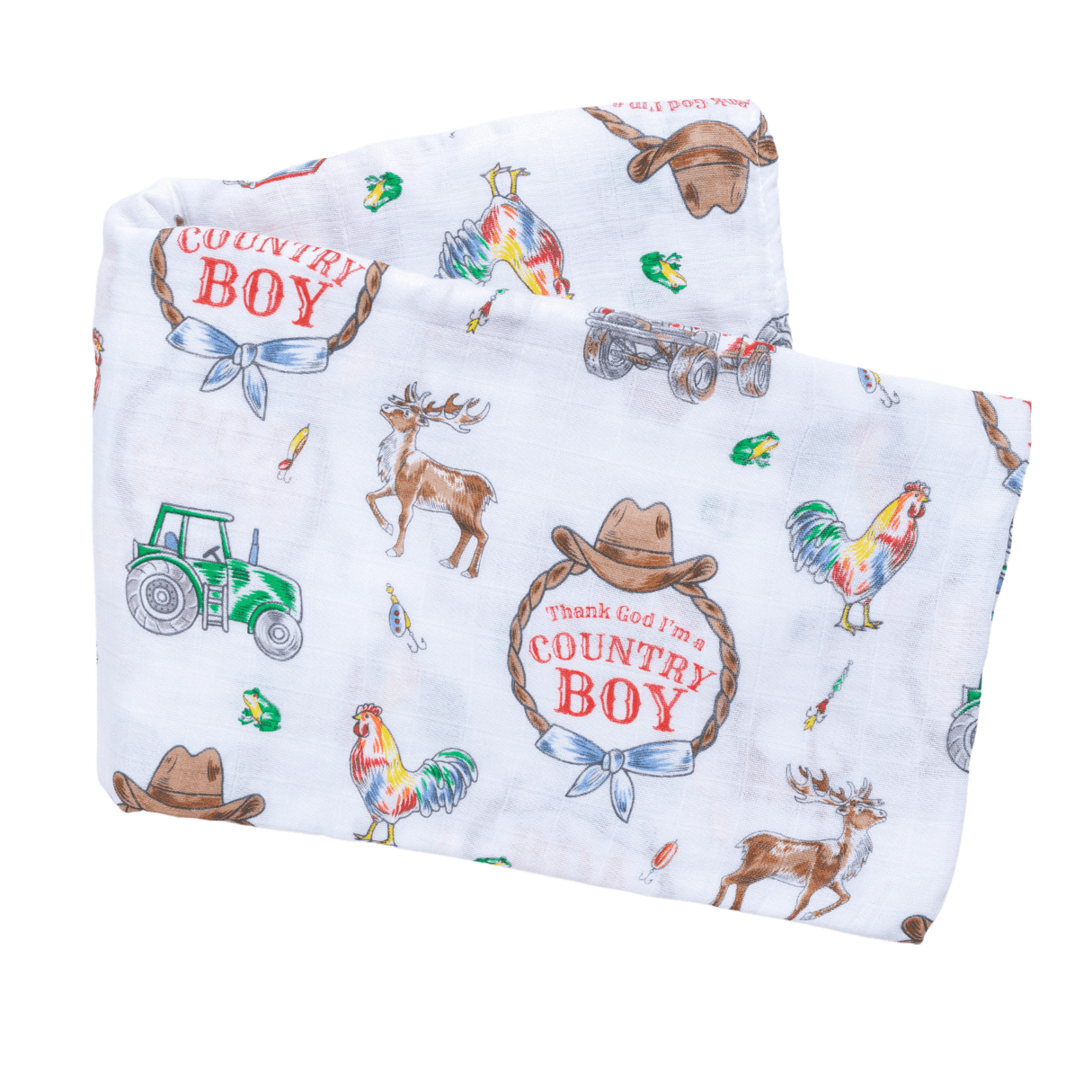Country Boy Baby Giftset: Baby Swaddle Blanket And Burp/bib Combo