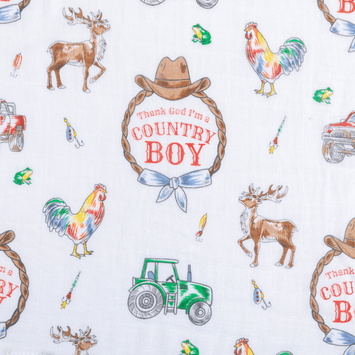 Country Boy Baby Giftset: Baby Swaddle Blanket And Burp/bib Combo
