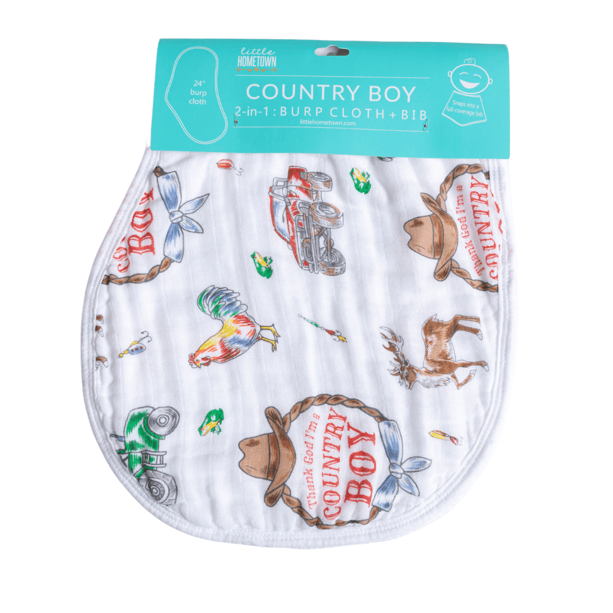 Country Boy Baby Giftset: Baby Swaddle Blanket And Burp/bib Combo