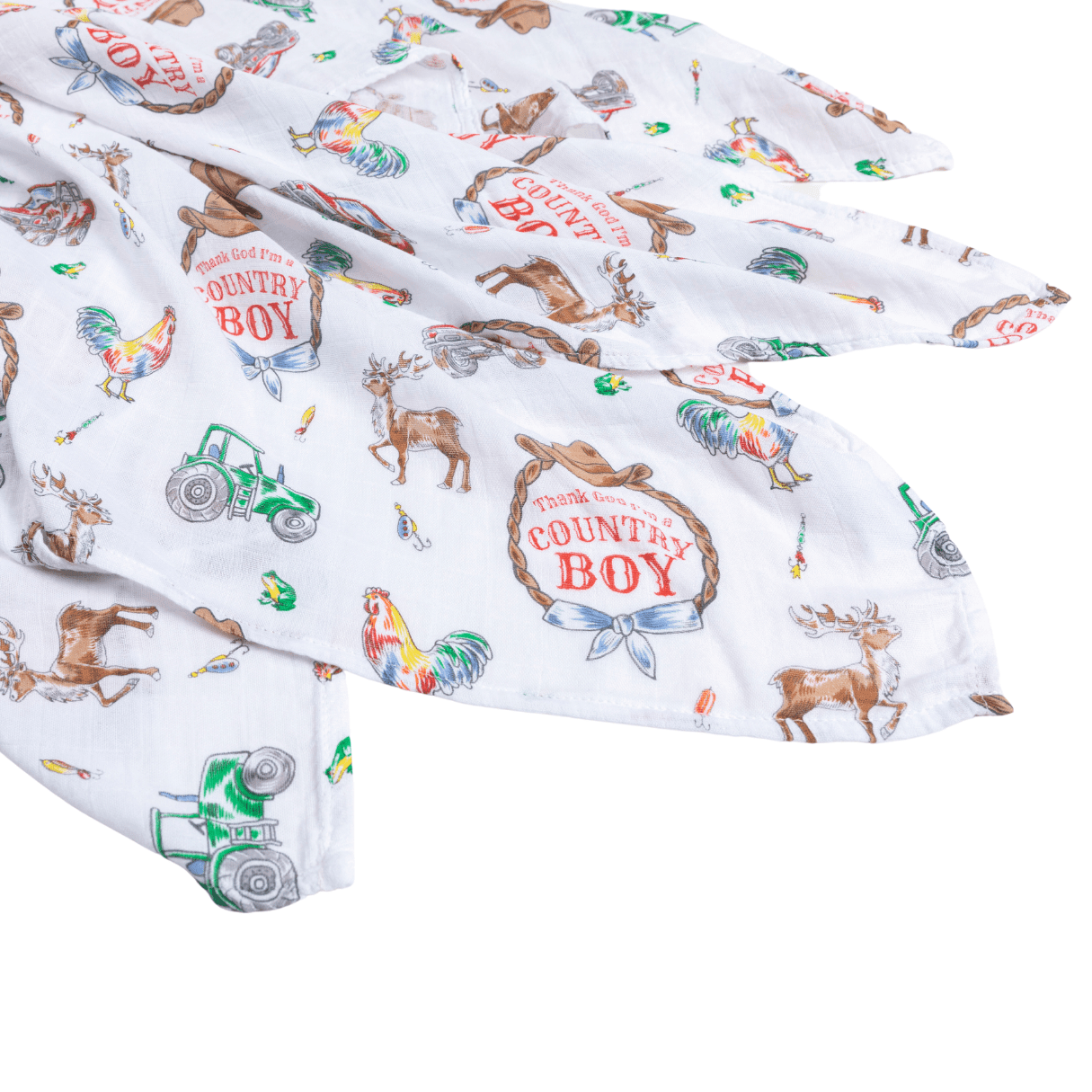 Country Boy Baby Giftset: Baby Swaddle Blanket And Burp/bib Combo