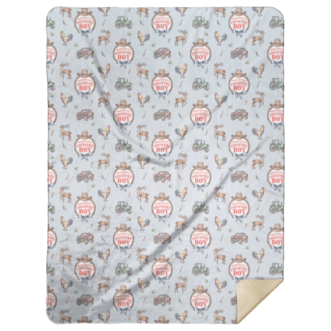 Country Boy Plush Throw Blanket 60x80