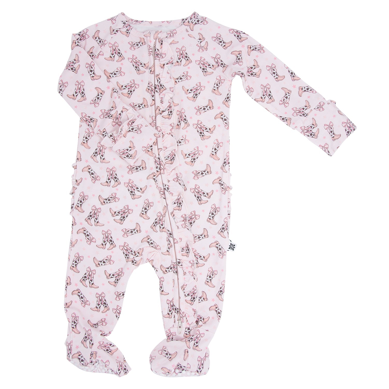 Cowhide Boots Bows Ruffle Footie