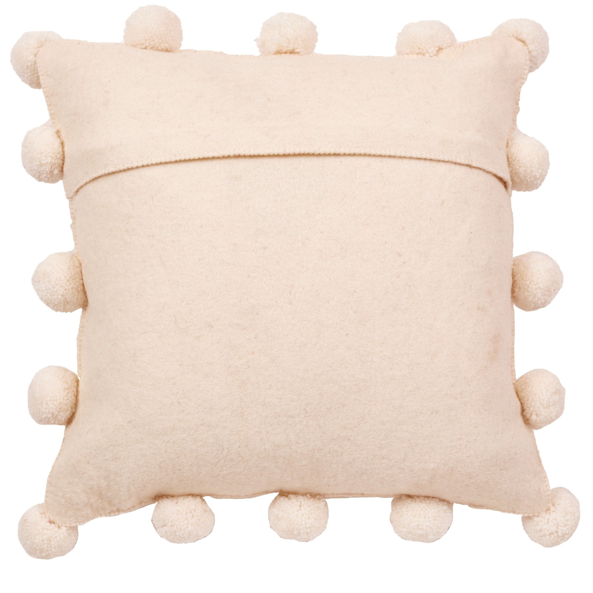 Cream Pom Poms Cream - Hand Felted Wool Pillow - 20"