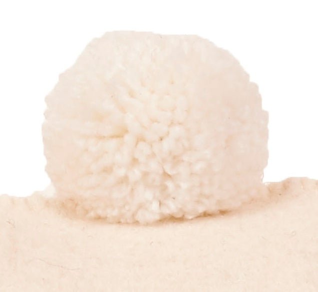 Cream Pom Poms Cream - Hand Felted Wool Pillow - 20"