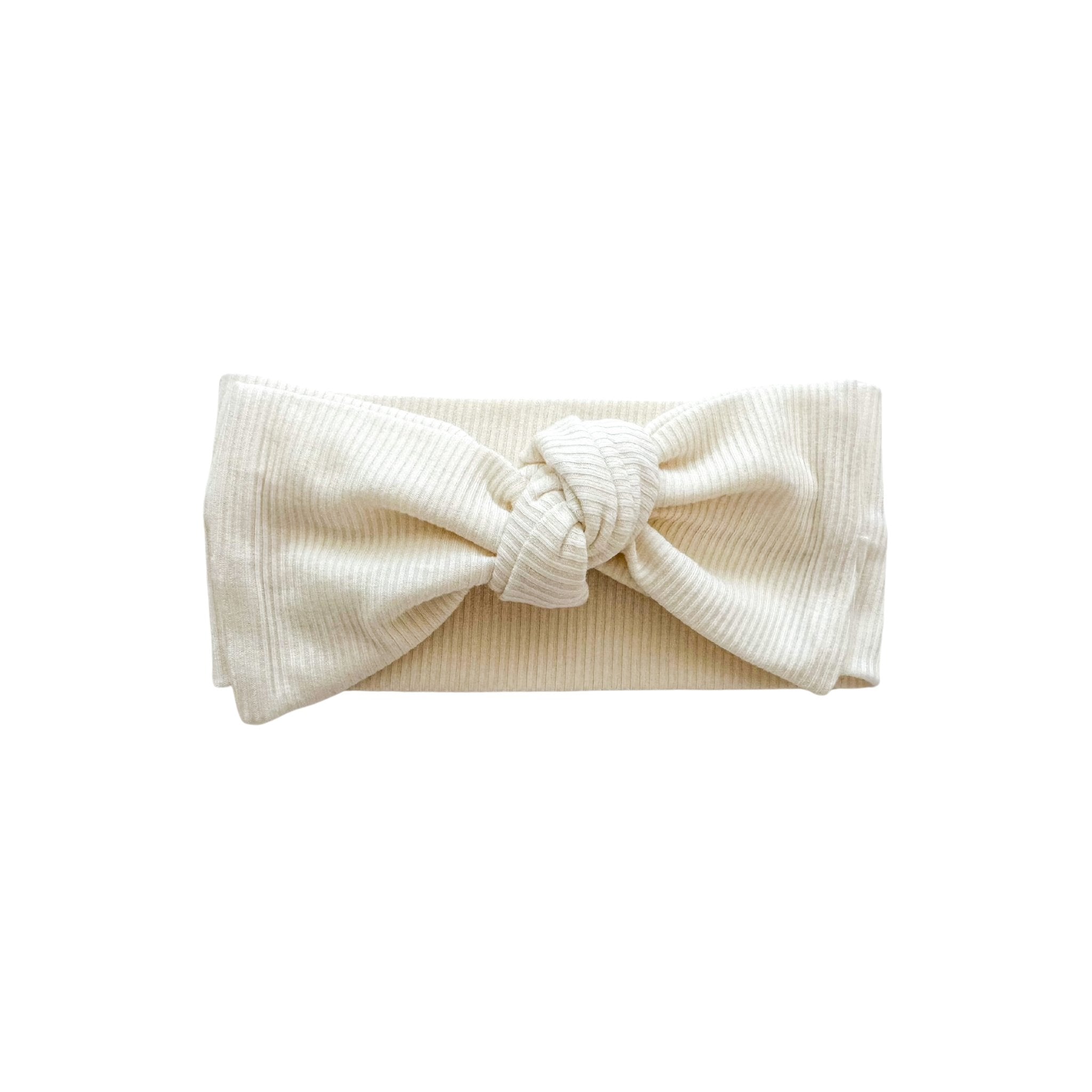 Knotted Headband - Cream Ribbed