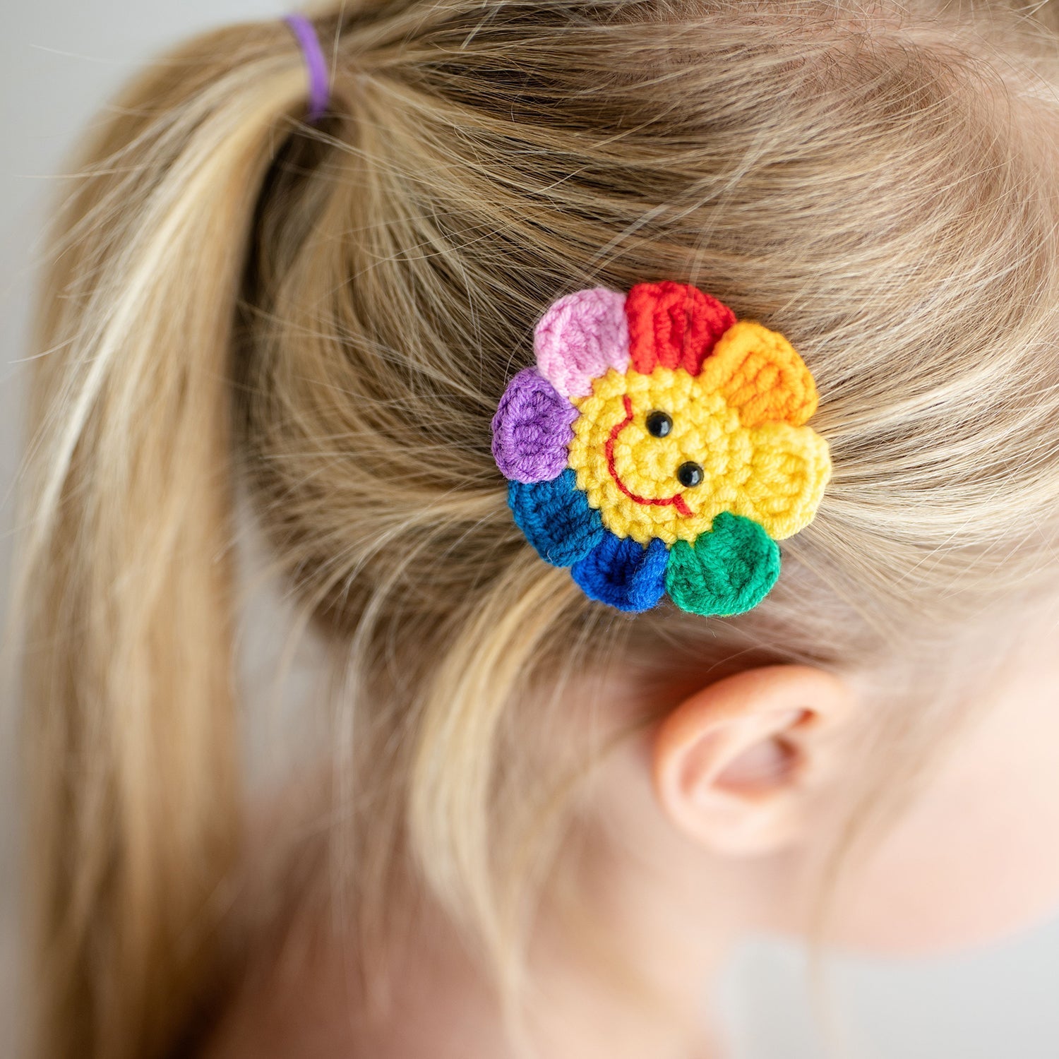 Crochet Rainbow Sunflower Hair Clip Bdlj