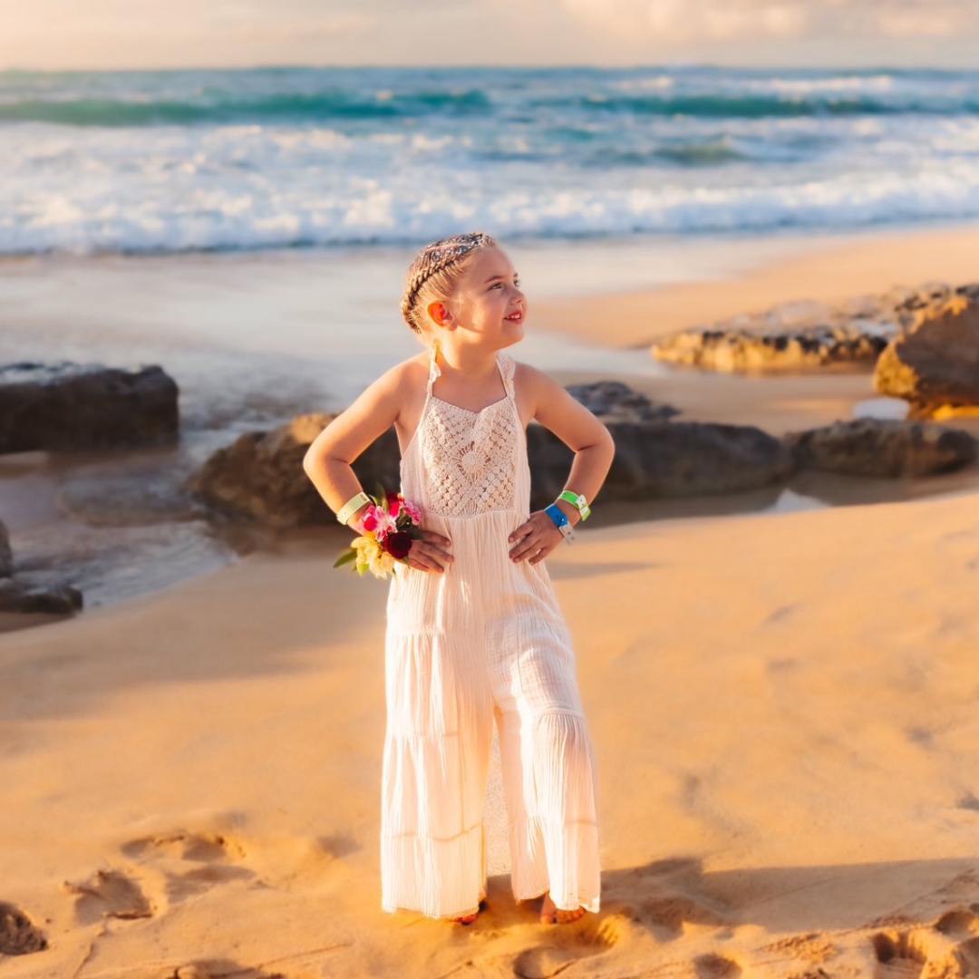 Soft White Crochet Jumpsuit - Child