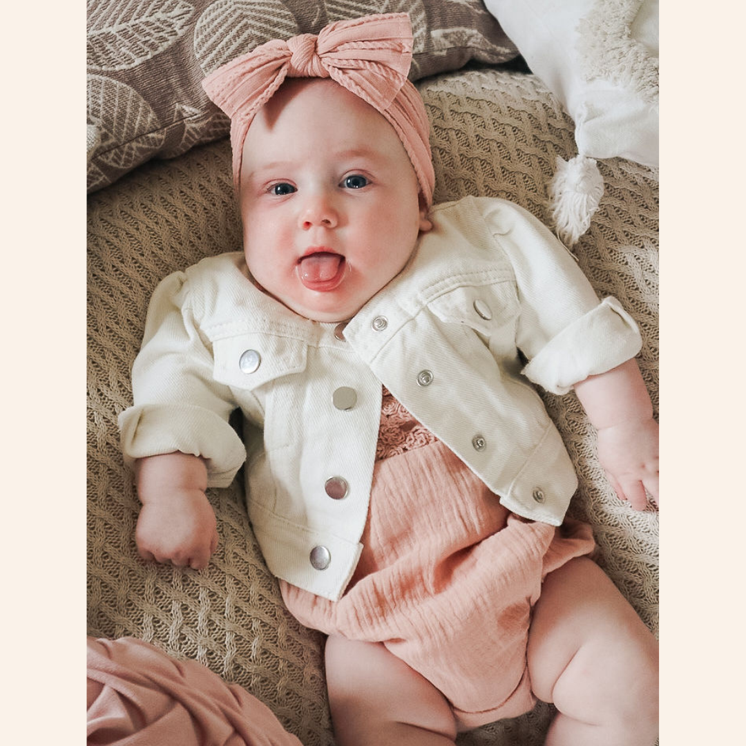 Ivory Cropped Denim Jacket - Infant