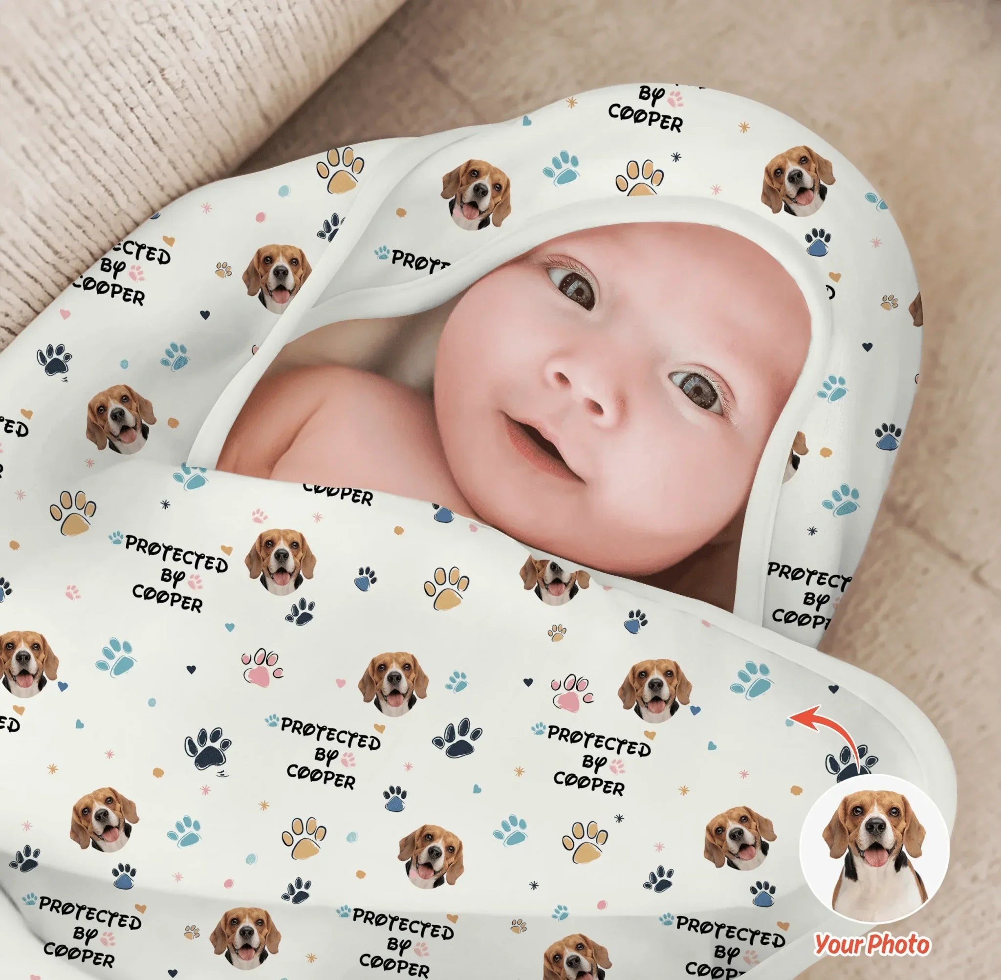 Custom Dog Pattern Hooded Bamboo Towel Set