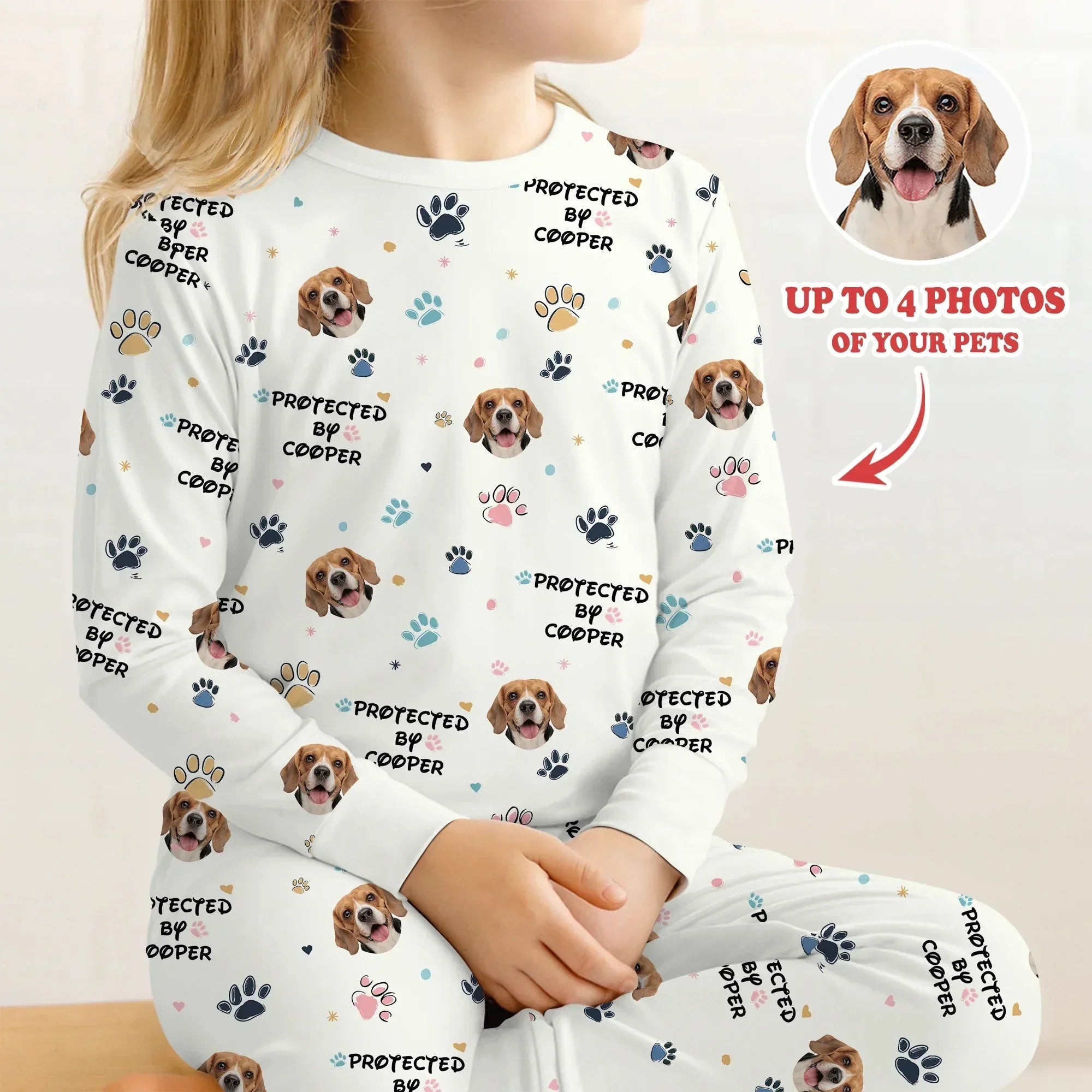 Custom Dog Photo Pattern "protected By" Pajama