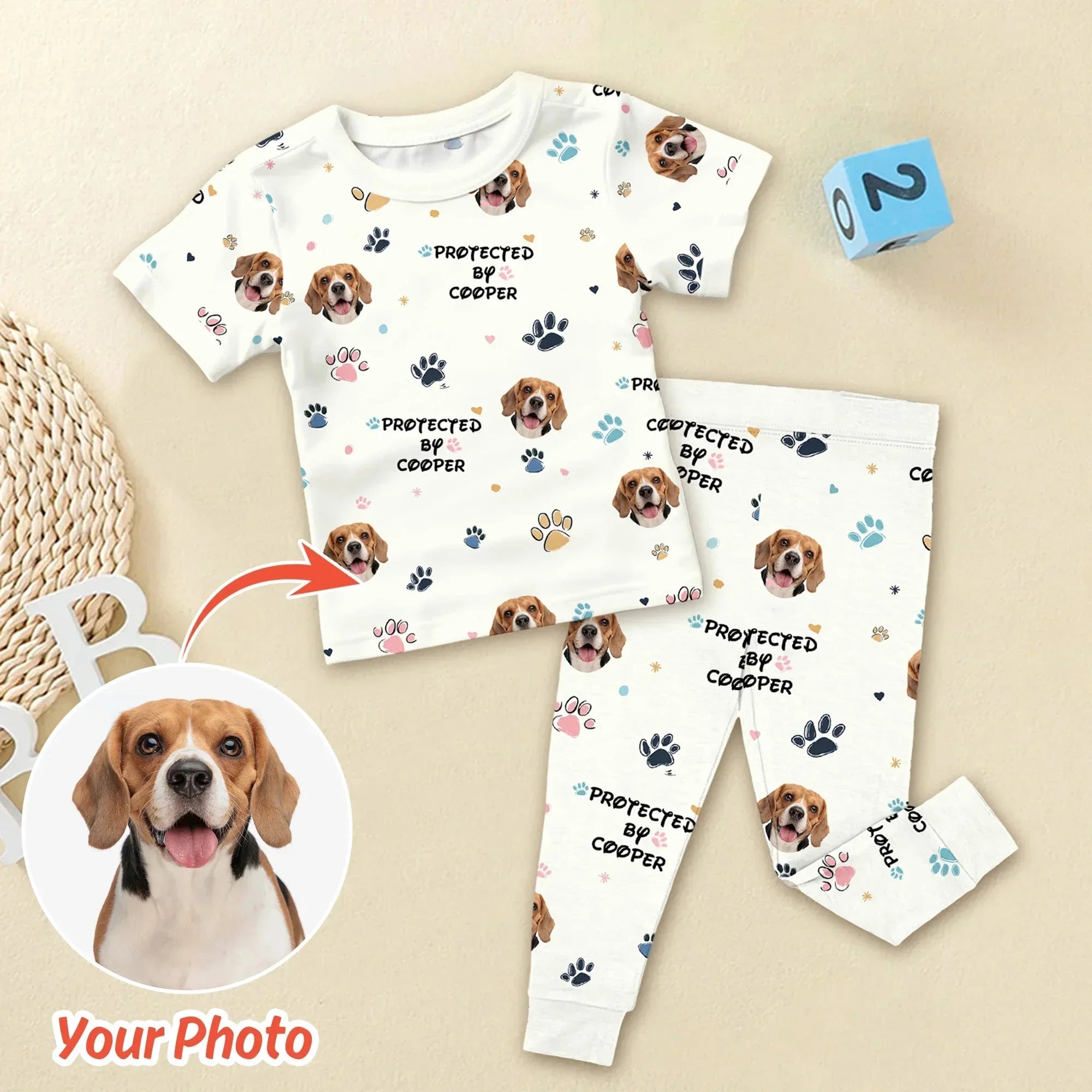 Custom Dog Photo Pattern "protected By" Pajama