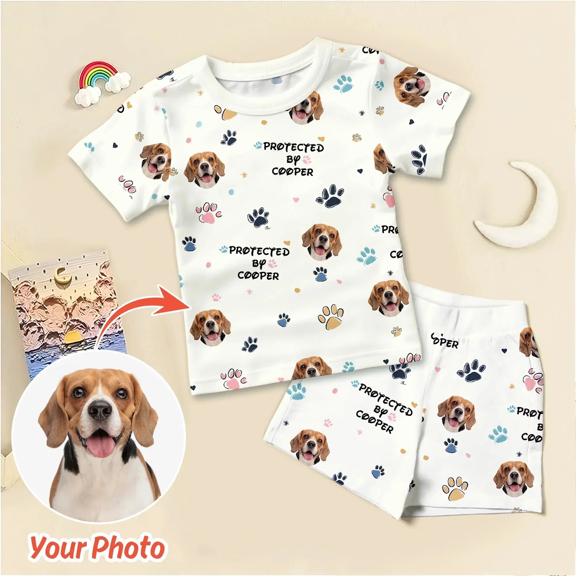 Custom Dog Photo Pattern "protected By" Pajama