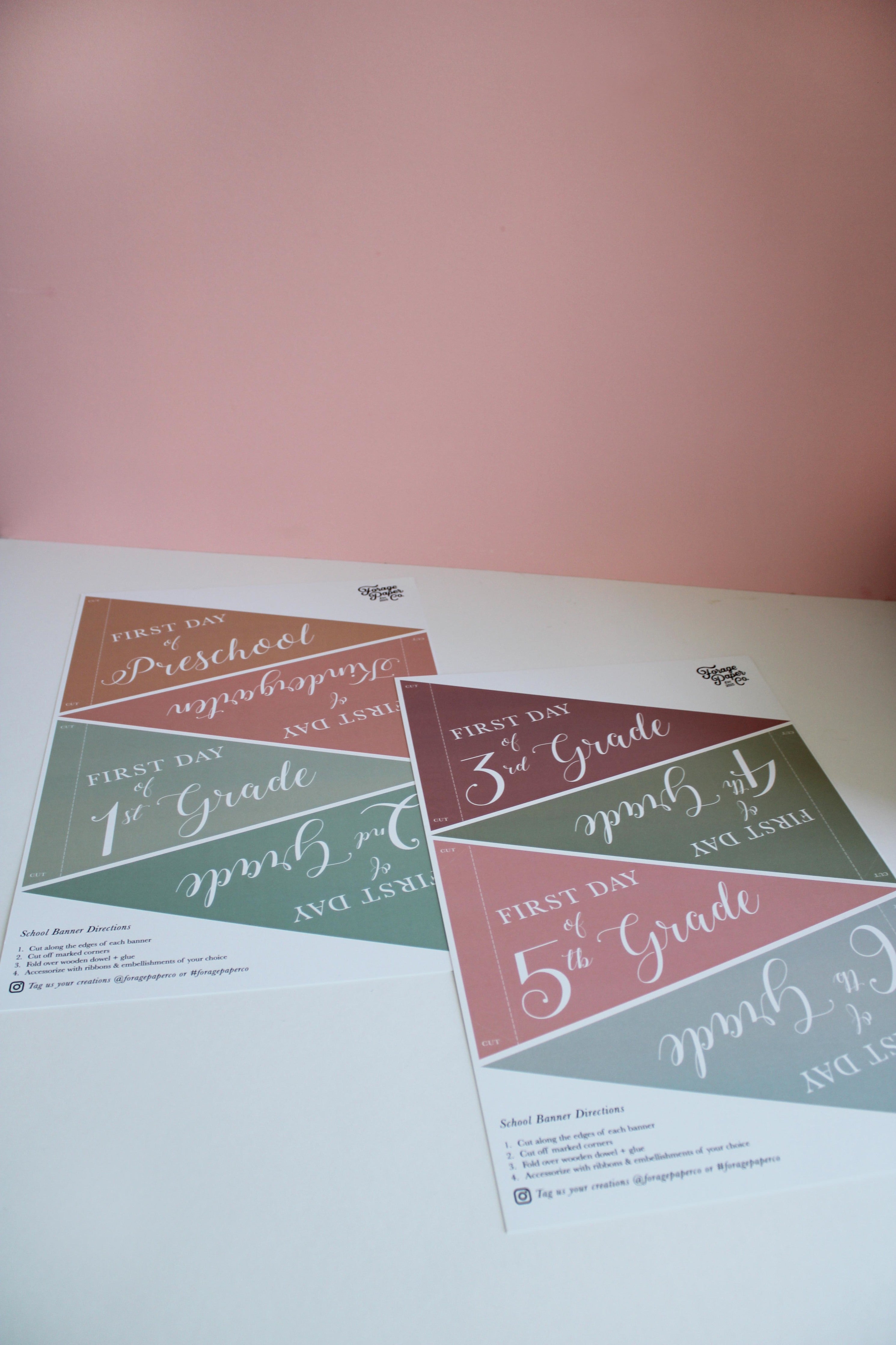 Dusty Rose School Pennant Flags