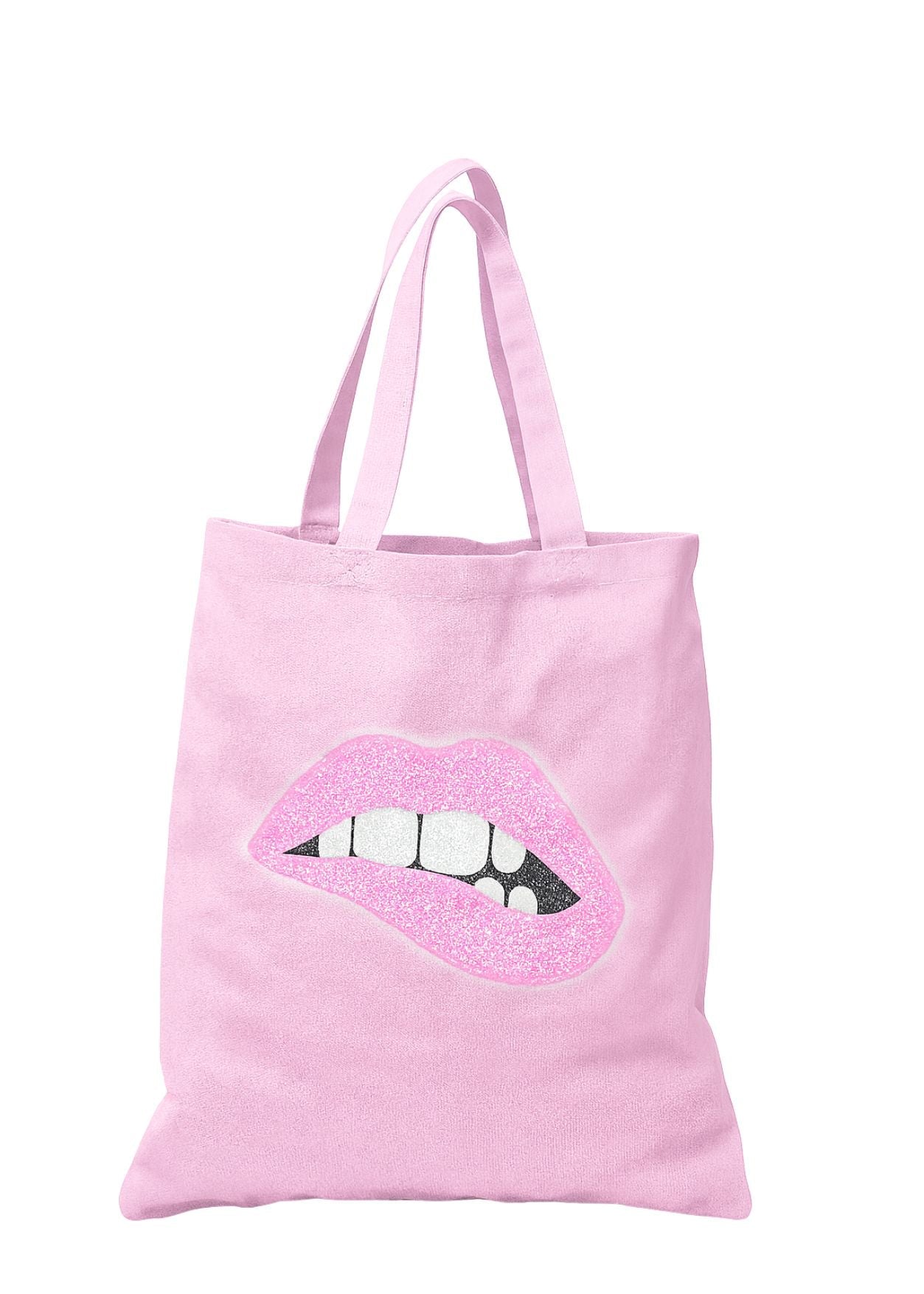 Beach Bag In Pink With Lip Sequin