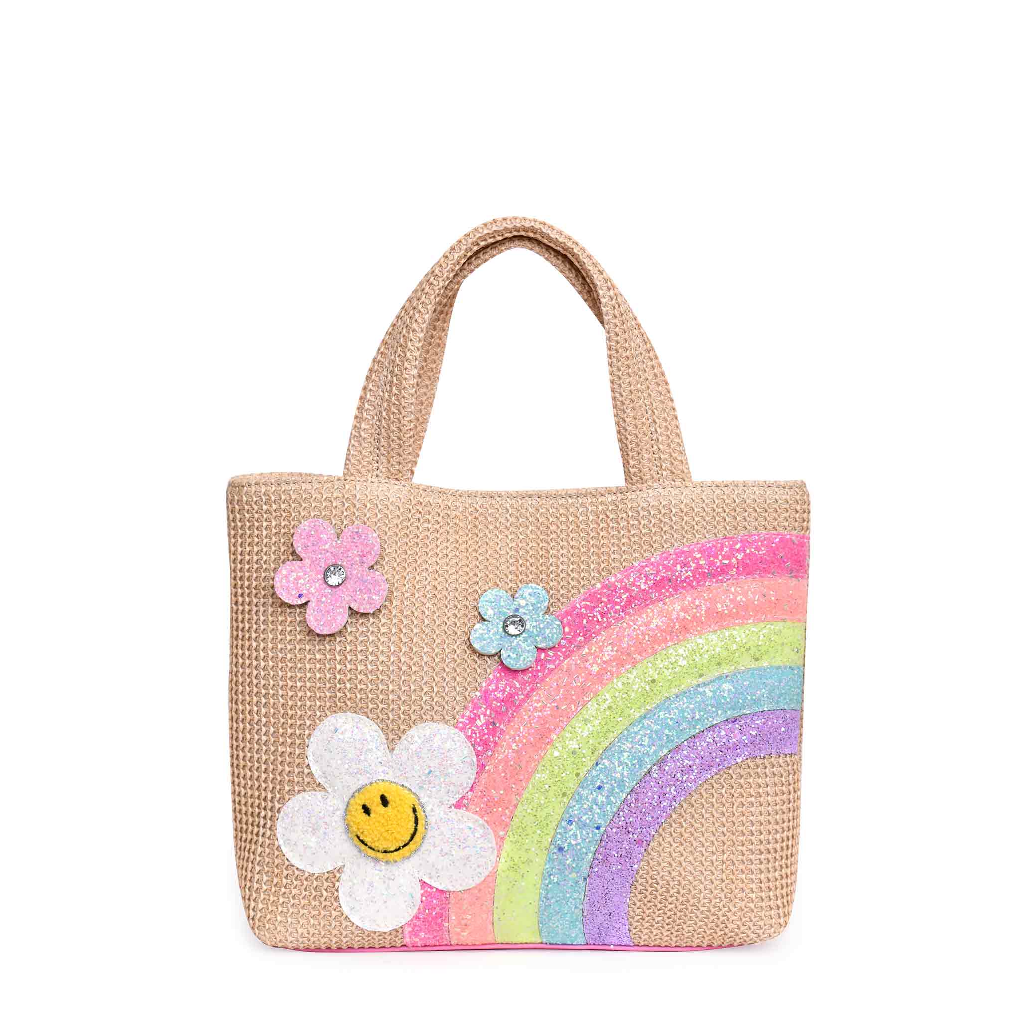 Rainbow Daisy Straw Mini Tote Bag