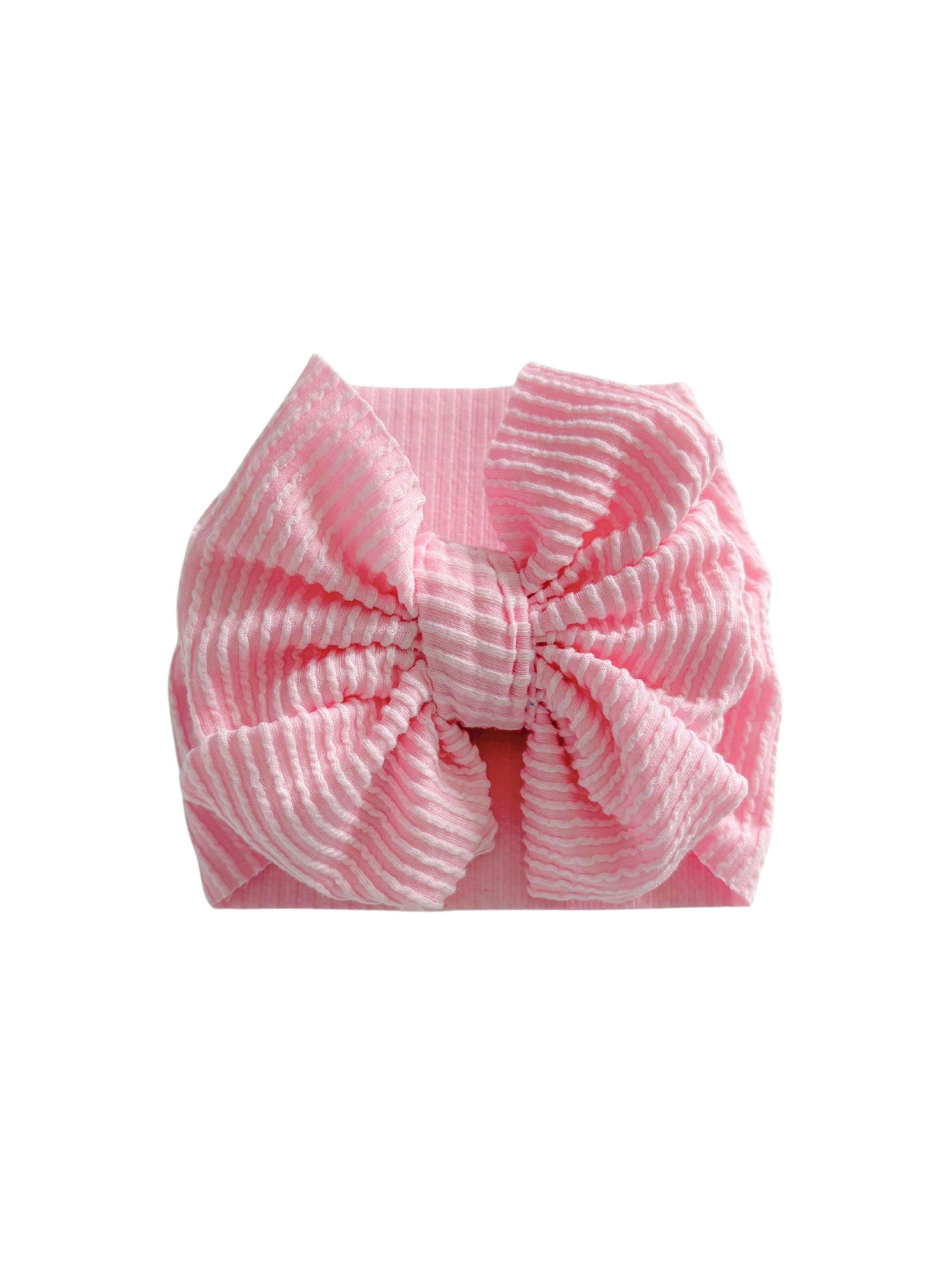Ribbed Headwrap Bow- Pastel Pink