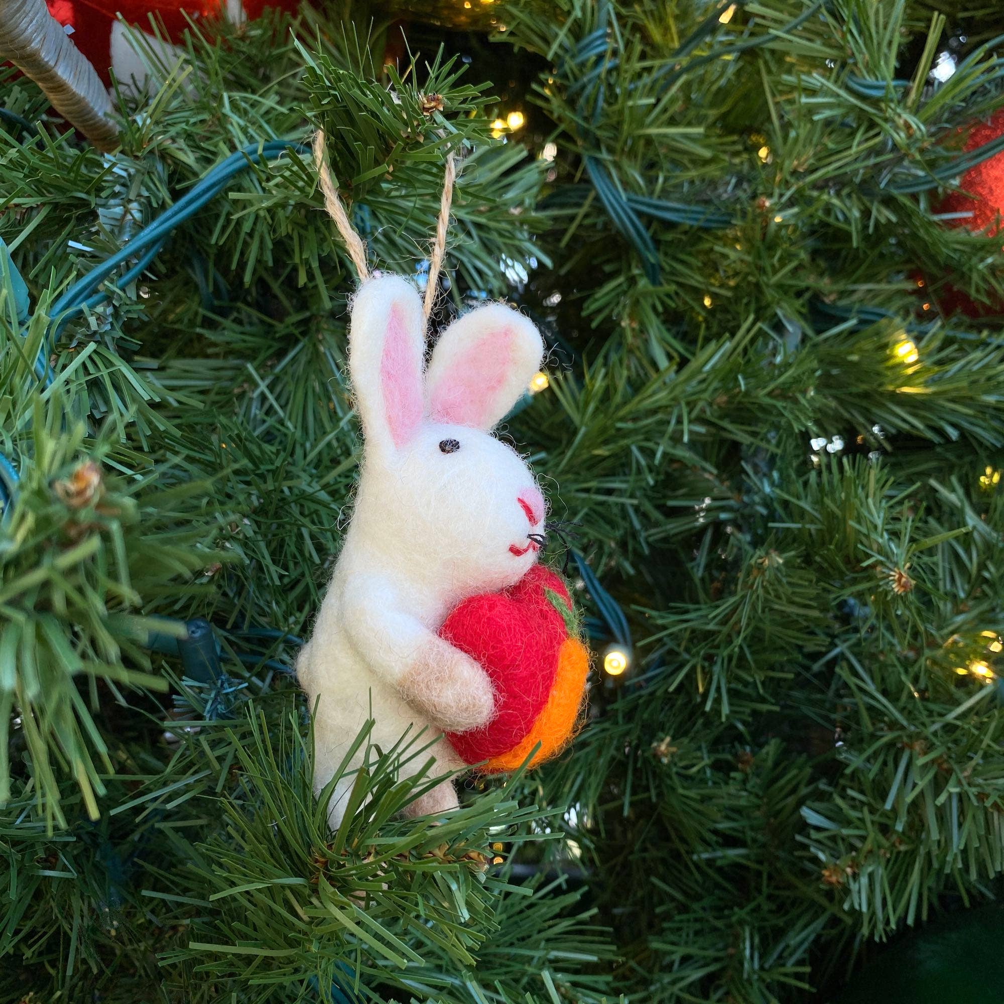 Felt Ornament - Bunny Holding A Heart