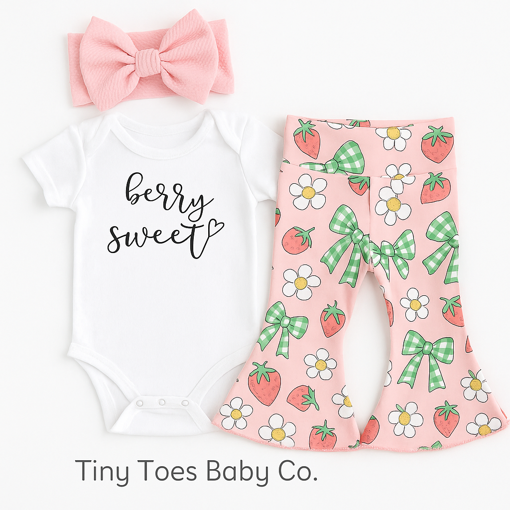 Strawberry Baby Bell Bottom Outfit
