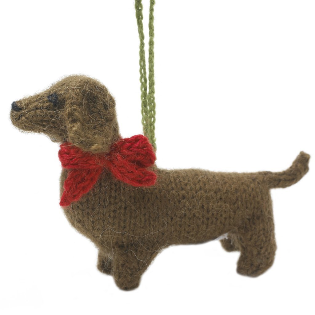 Dachshund Hand Knit Christmas Ornament