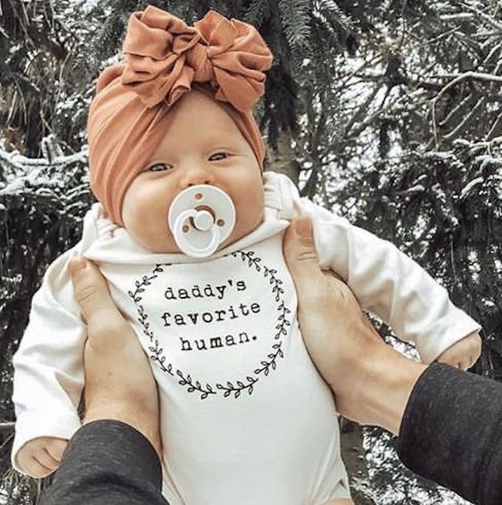 Daddy's Favorite Human Organic Cotton Baby Bodysuit Long Sleeve