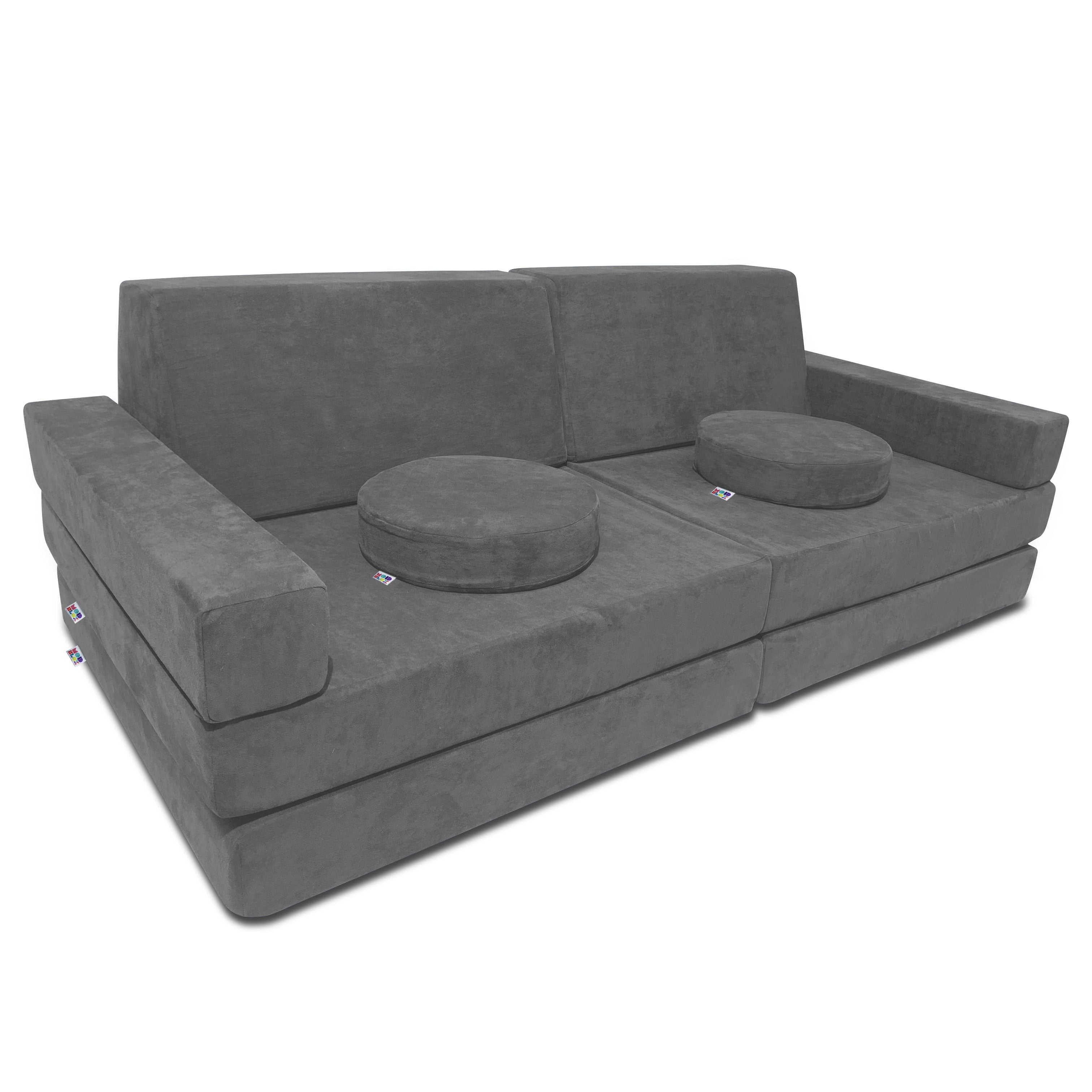 10 Piece Large Soft Furniture Playset Modular Microsuede Foam Play Couch For Creative Kids