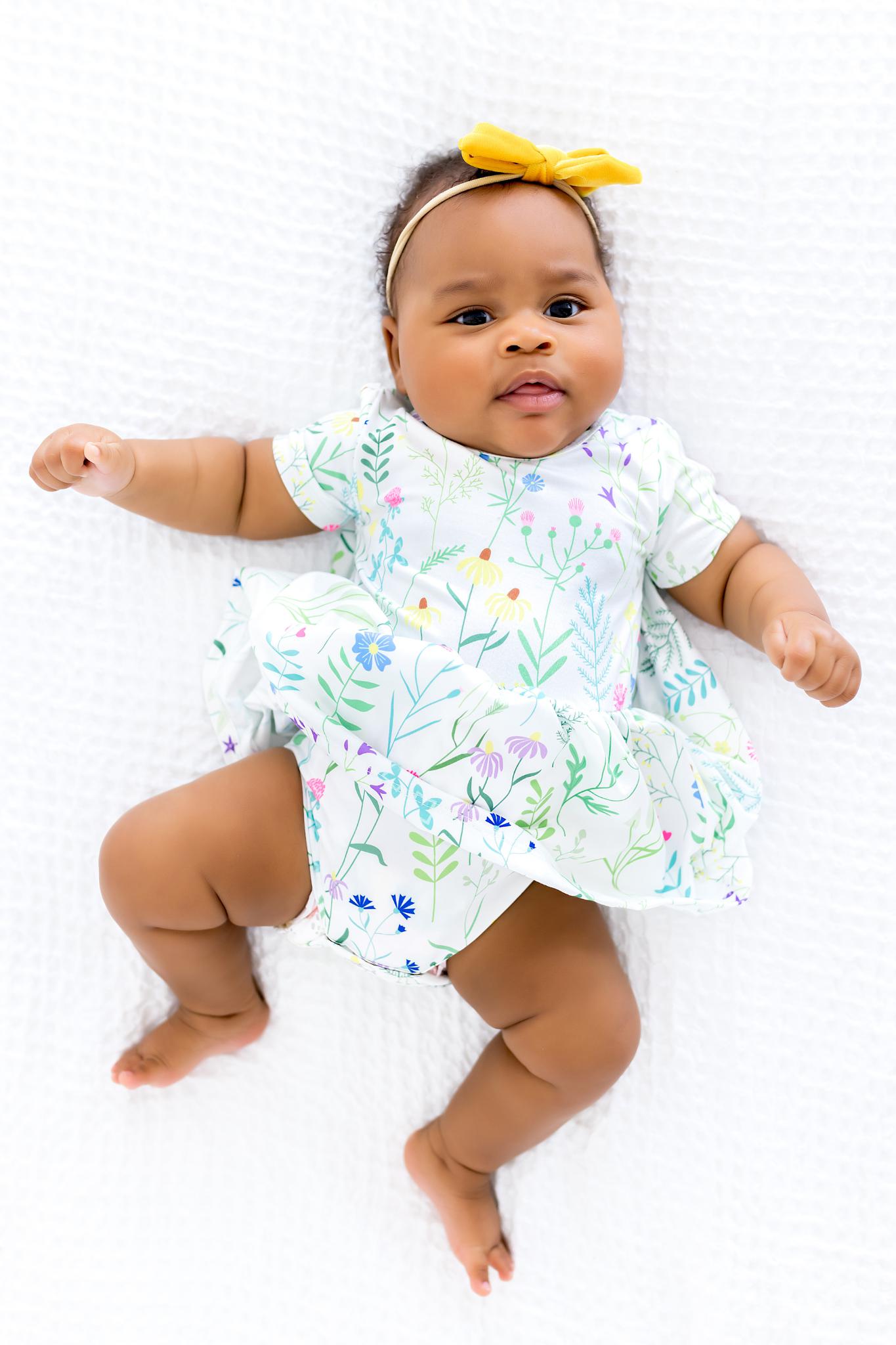 Spring Dandelion Floral S/s Twirl Bodysuit