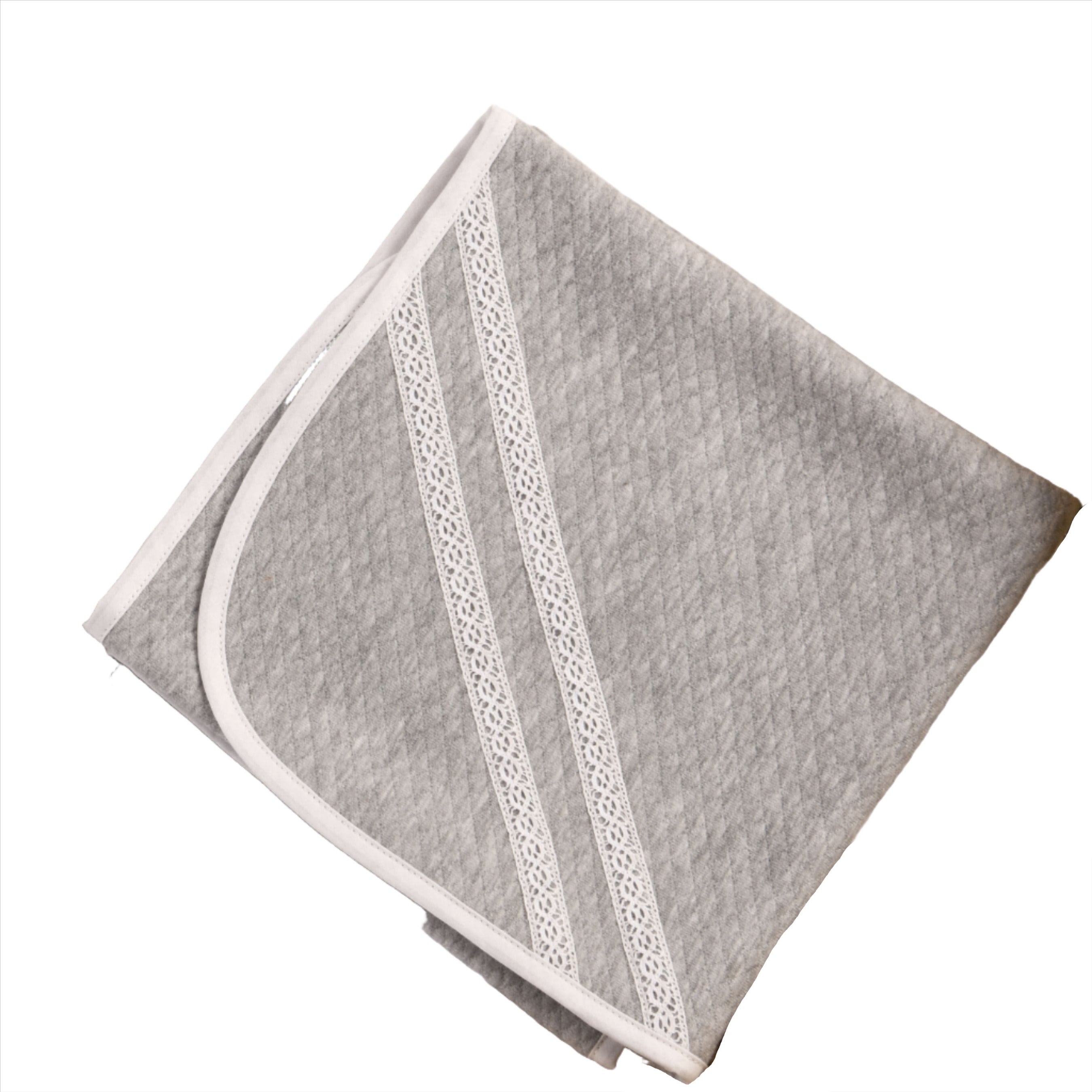 Boys Grey Quilted Cotton Blanket (80cm)