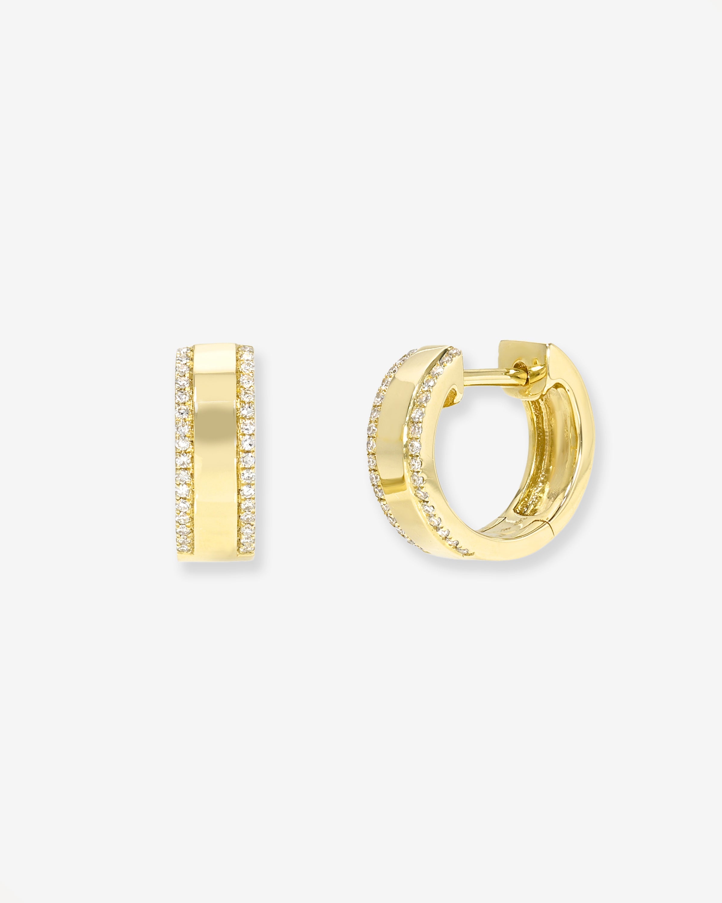 Diamond Thick Huggie Earrings