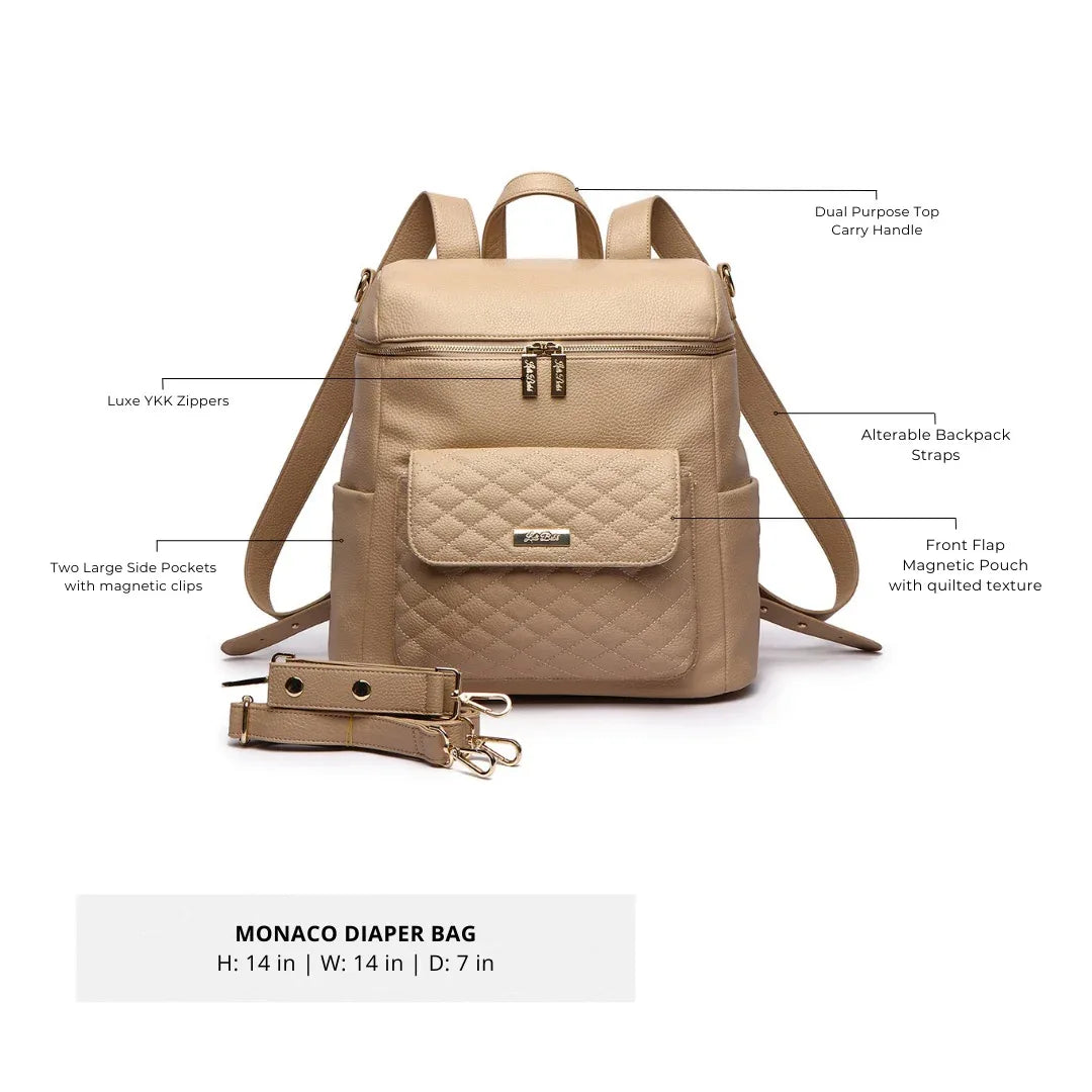 Monaco Diaper Bag | Latte Brown