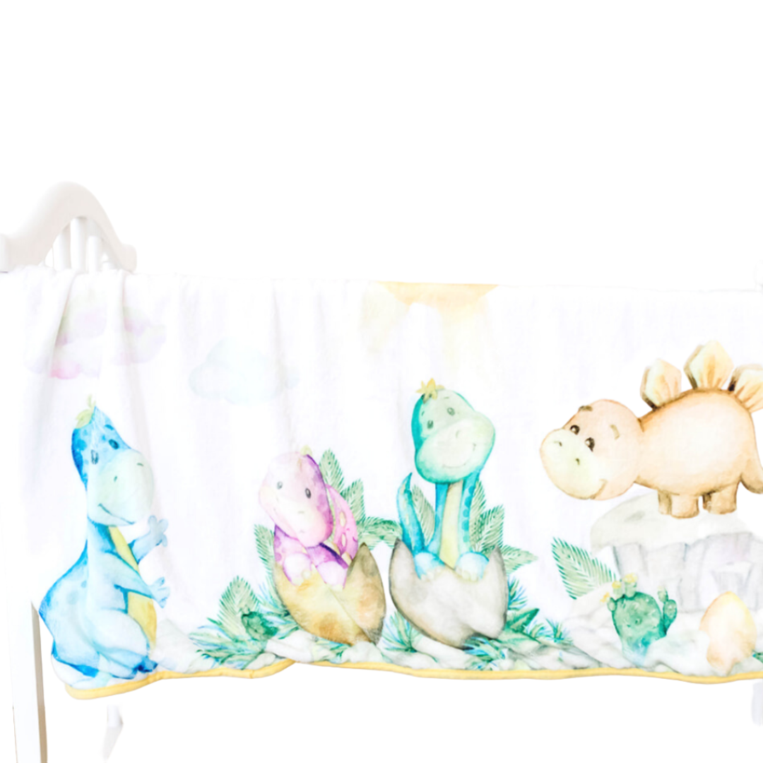 Bamboo Viscose Minky Dinosaur Blanket - Double Layers - You Are My Sunshine