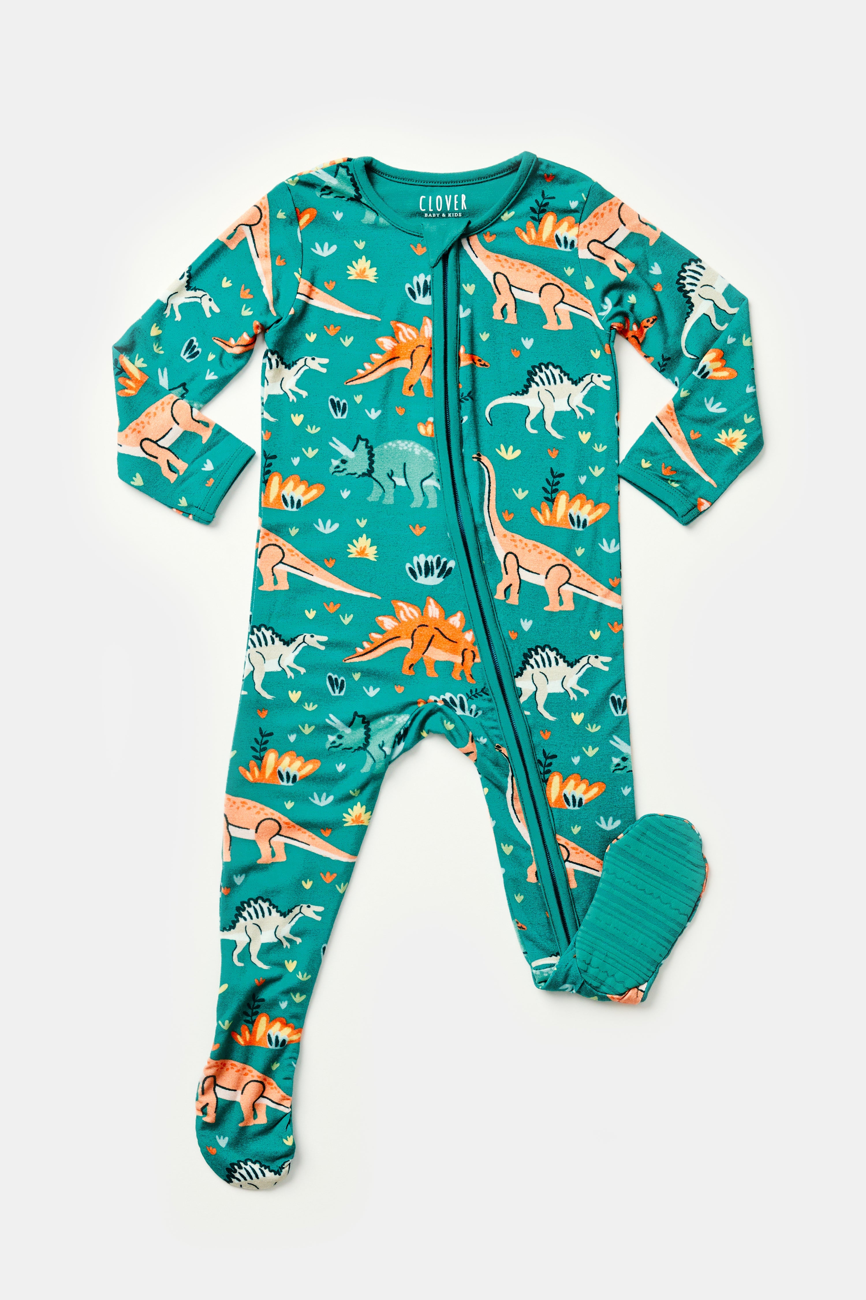 Soft & Stretchy Zipper Footie - Dinosaur Jungle