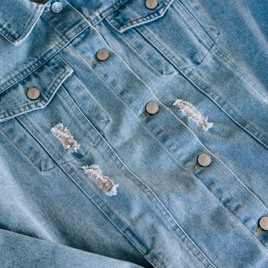 Distressed Denim Jean Jacket - Women