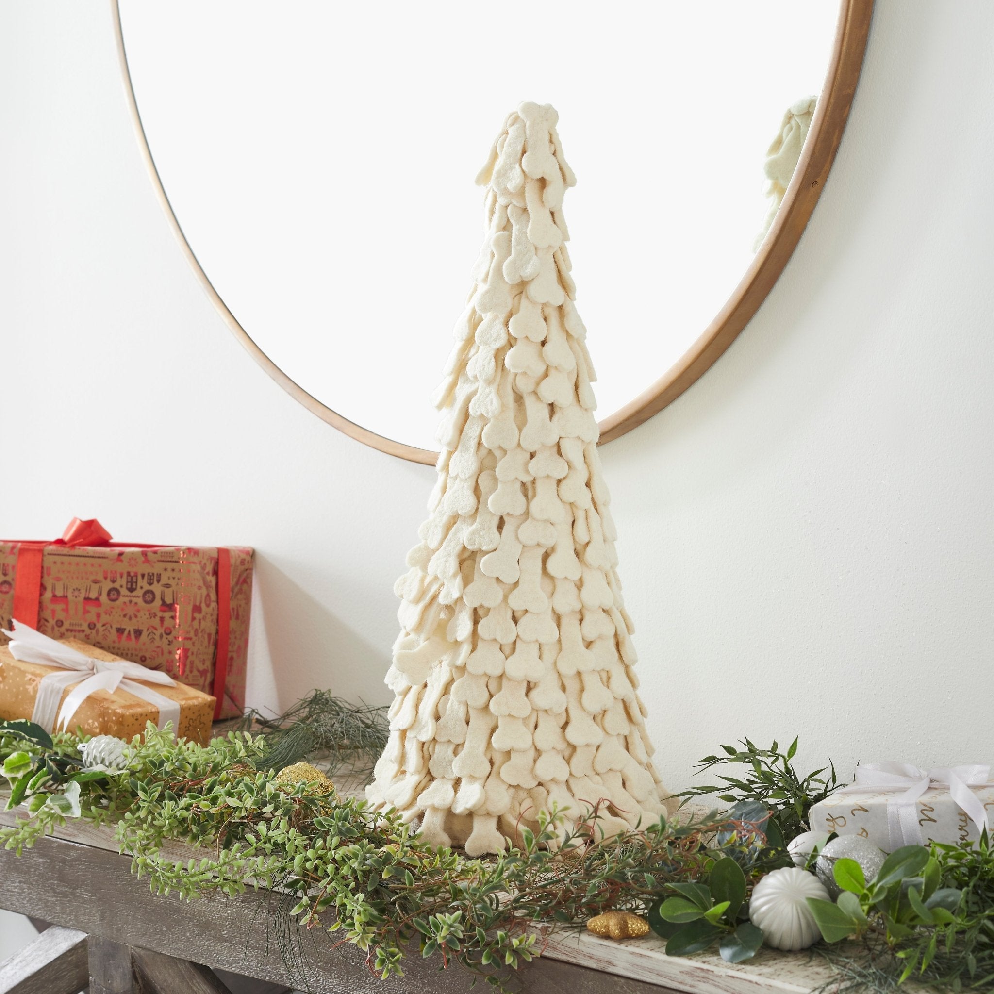 Dog Bone Trees- 3 Piece Set- Handmade Of Hand Felted Wool