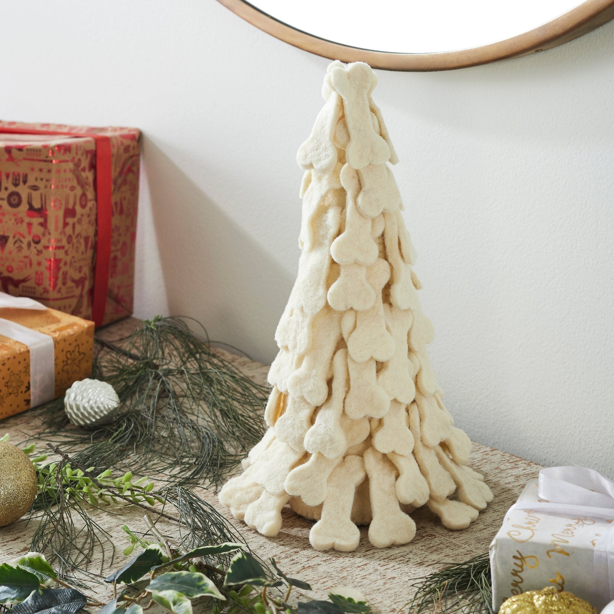 Dog Bone Trees- 3 Piece Set- Handmade Of Hand Felted Wool