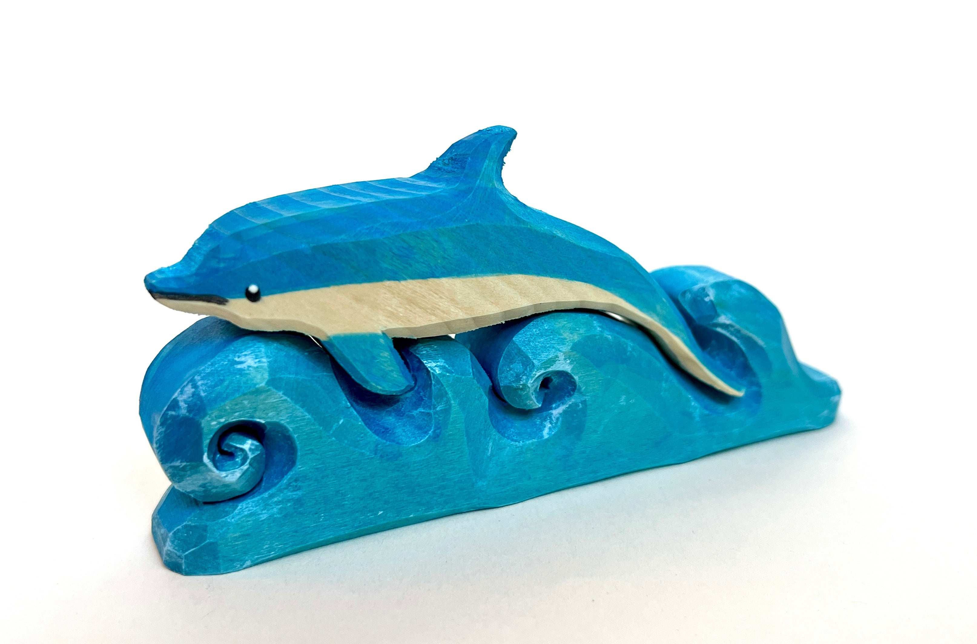 Hand Carved Dolphin On The Wave