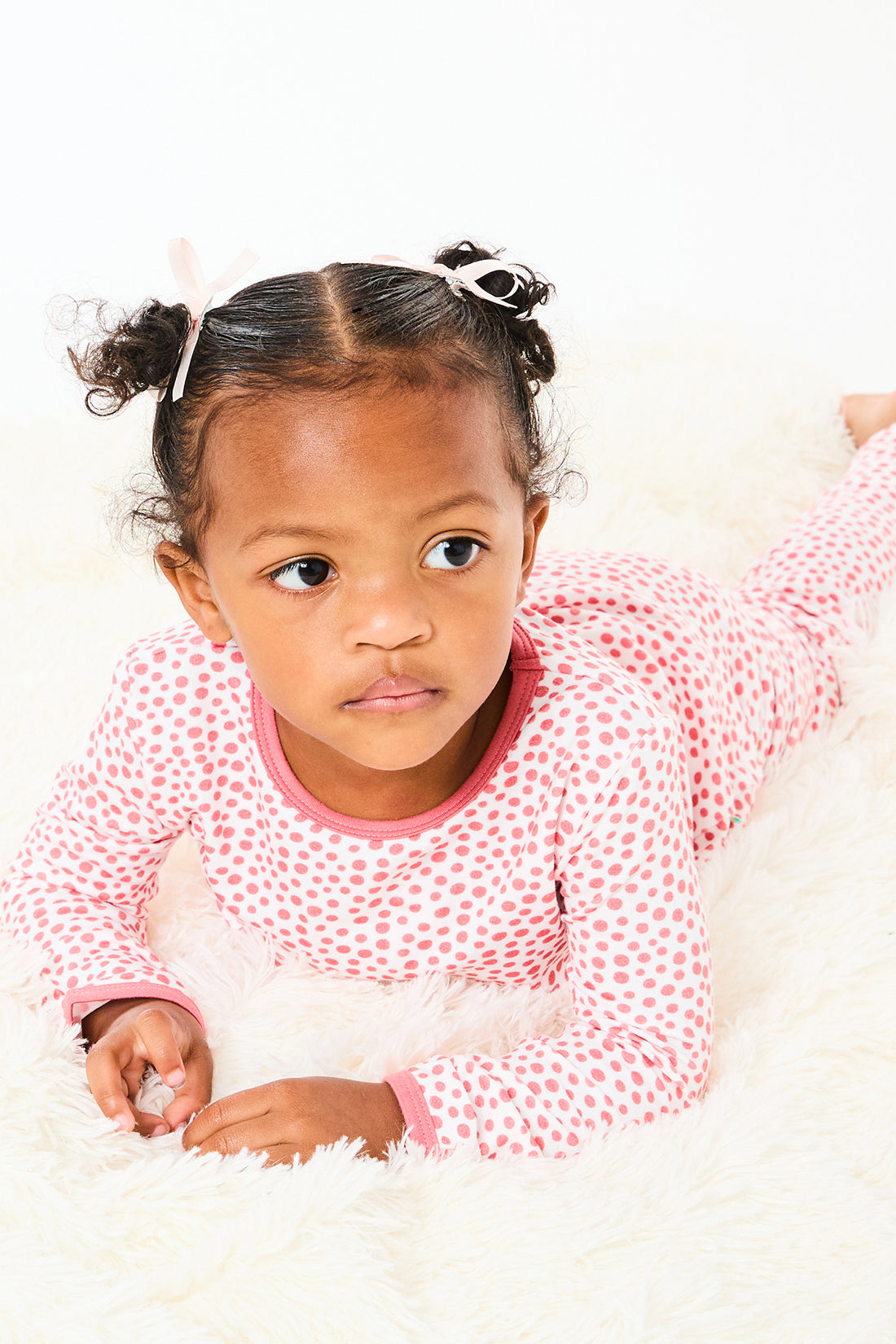 Long Sleeve Pajama Set - Coral Dots