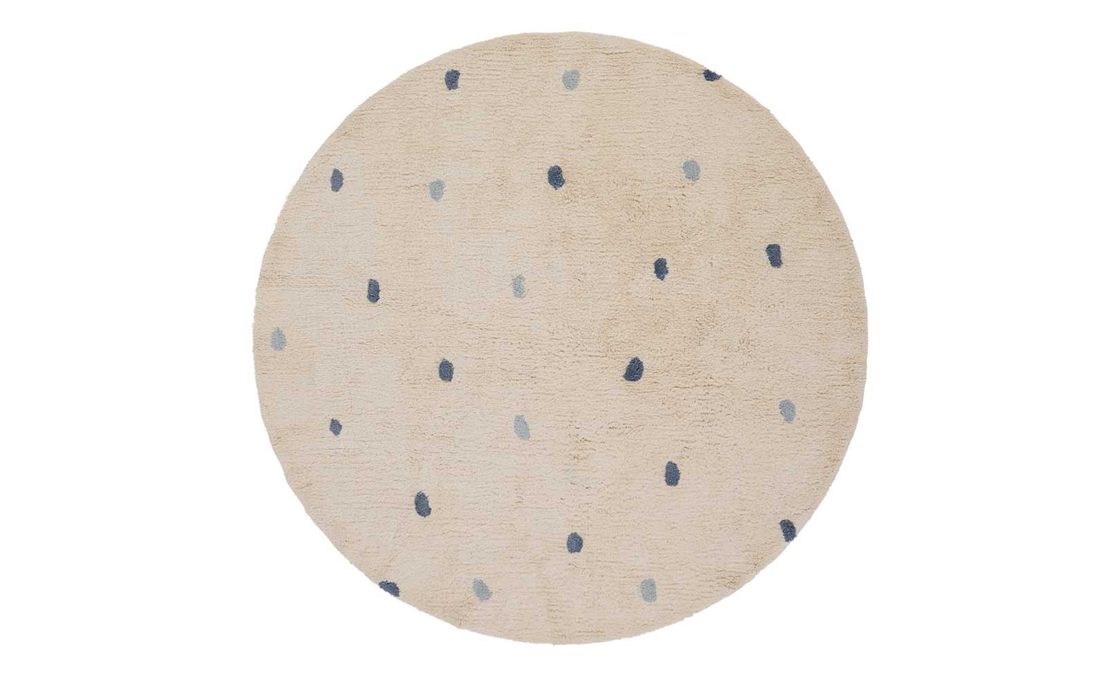 Dotted Washable Organic Cotton Rug In Blue