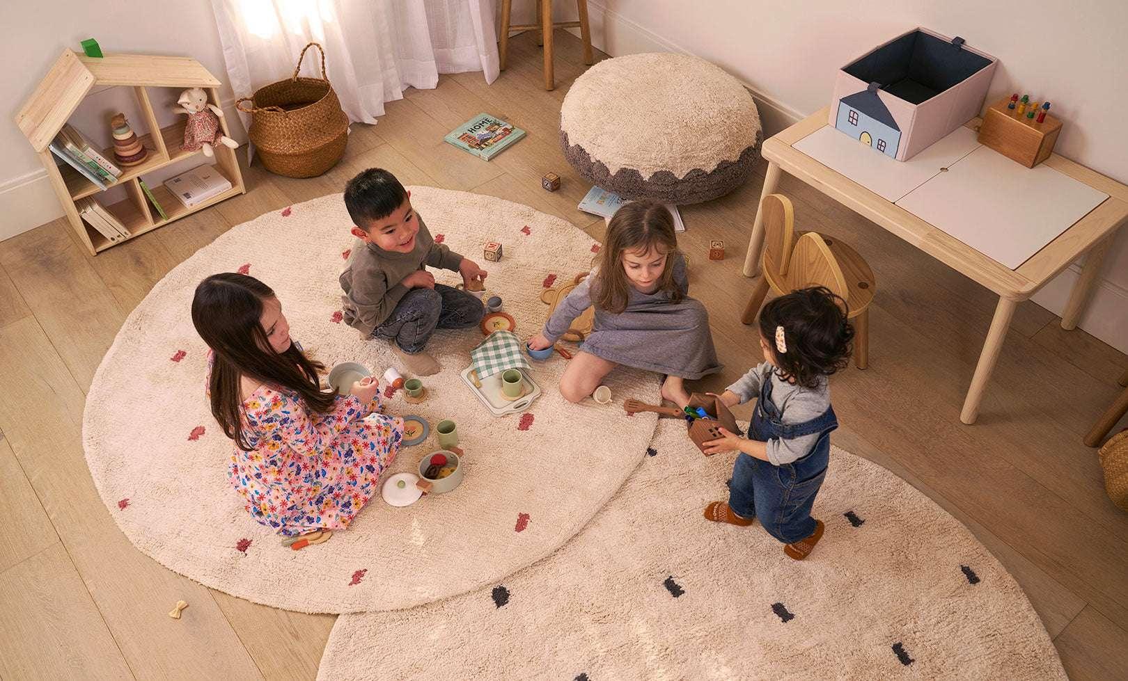 Dotted Washable Organic Cotton Rug In Rust