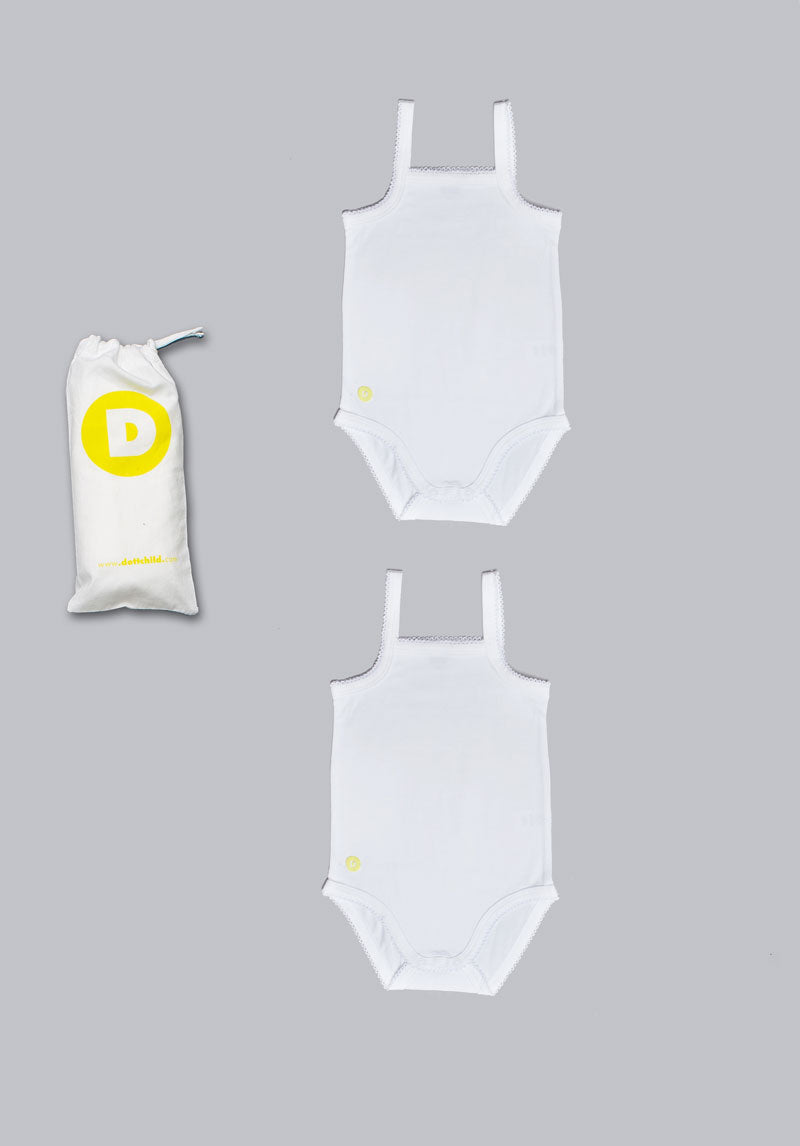 Baby Girl 2pc White Sleeveless Onesie Set