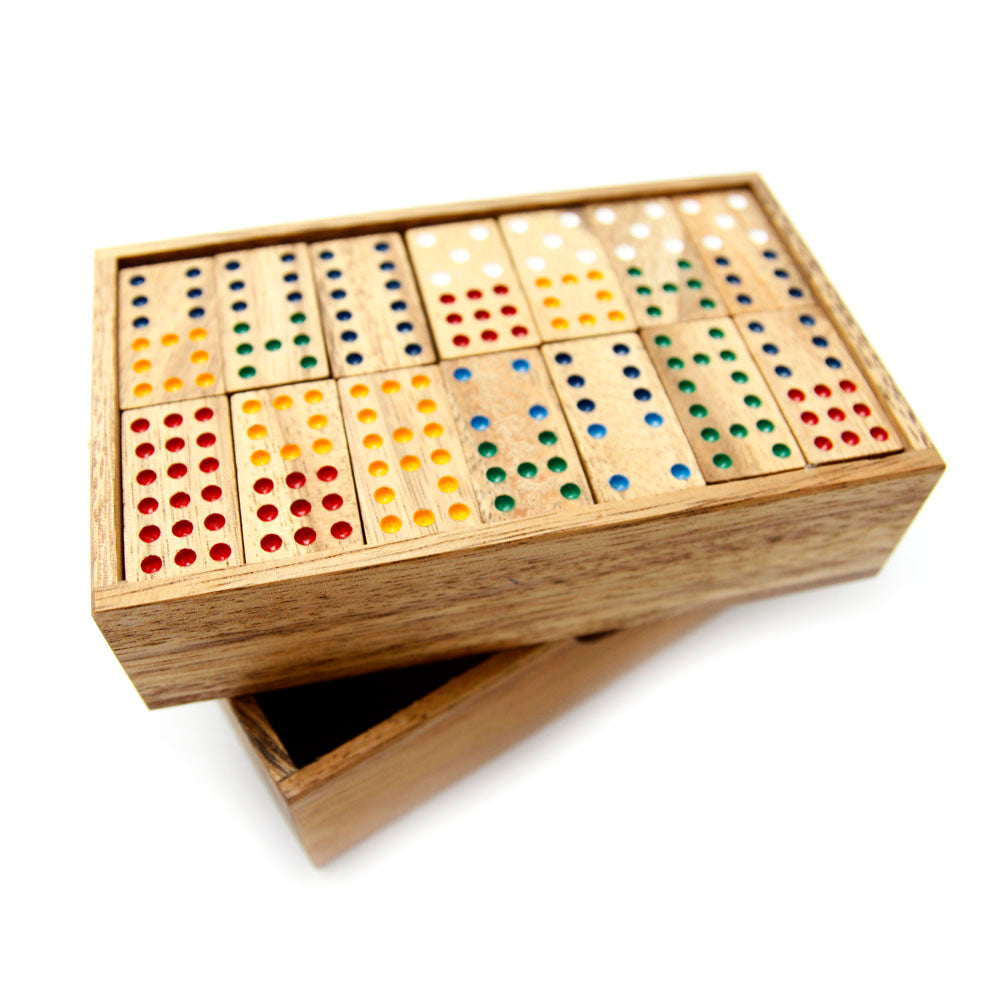 Wooden Double 9 Dominoes Set