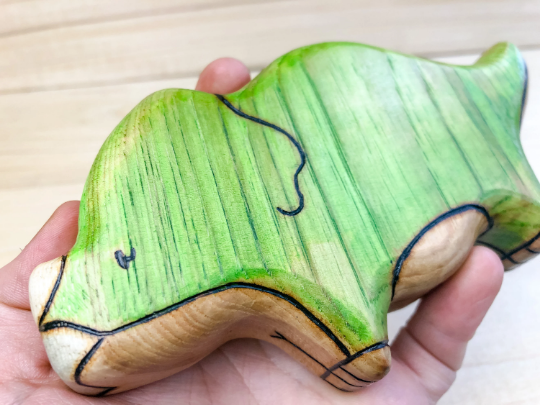 Wooden Triceratops Toy