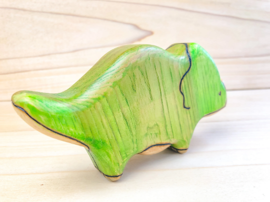 Wooden Triceratops Toy