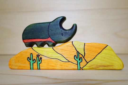 Wooden Rhino Beetle Toy