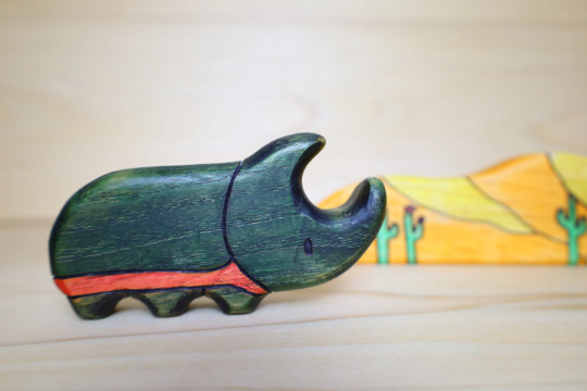 Wooden Rhino Beetle Toy