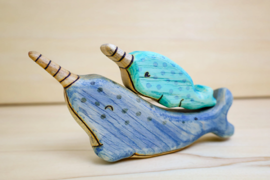 Wooden Baby Narwhal Toy