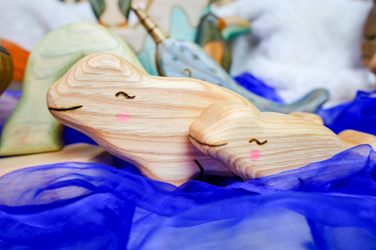 Wooden Beluga Whale Toy~ Mom Or Baby Beluga